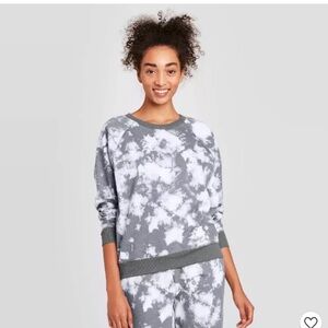 Grayson Threads Women’s White and Gray ti-dye Crewneck Sweater